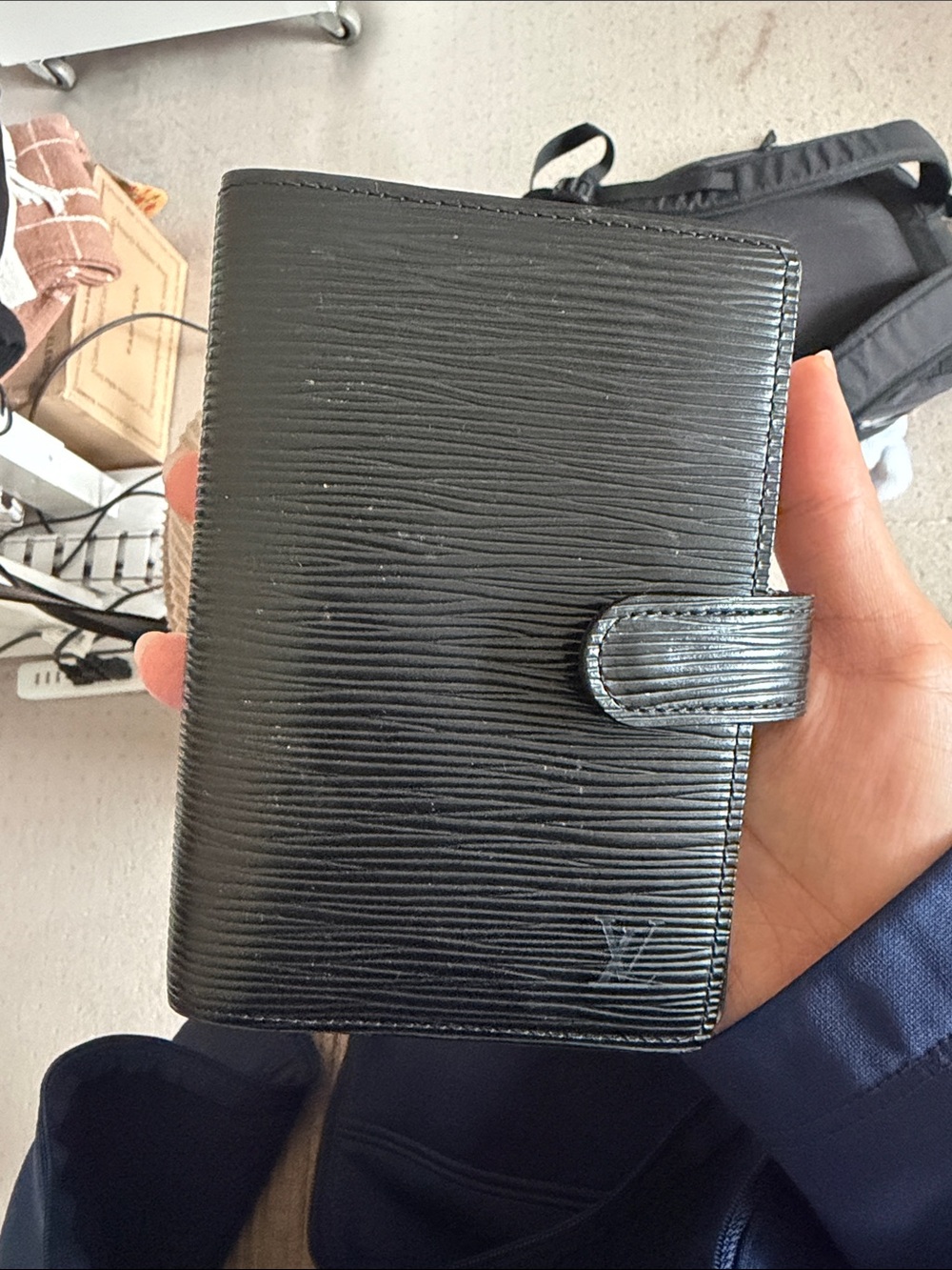 Louis Vuitton Black Epi Leather Agenda Cover with Snap